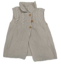 Béžová svetrová vesta s límečkem 