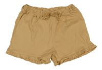 Béžové bavlněné kraťasy s volánky Tu