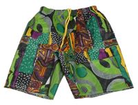 Černo-barevné vzorované plážové kraťasy 