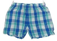 Modro-zeleno-bílé kostkované plátěné kraťasy C&A