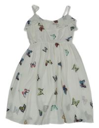 Bílé šifonové šaty s motýly