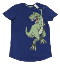 Nové - Tmavomodré tričko s dinosaurem Nutmeg