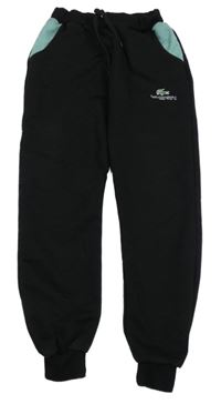 Černo-světlemodré tepláky s logem Lacoste