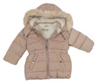 Světlerůžová šusťáková prošívaná zimní parka s kapucí Primark