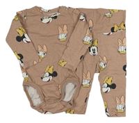 2Set - Světlehnědé melírované body s Minnie a Daisy + legíny z