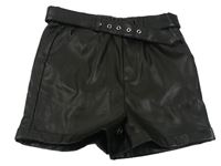 Černé koženkové kraťasy s páskem PRIMARK