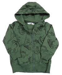 Khaki propínací mikina s dinosaury a kapucí zn. V BY VERY