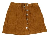 Hnědá manšestrová propínací sukně F&F