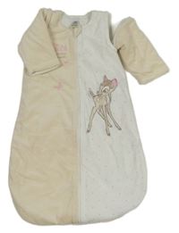 Světlebéžovo-bílý sametový zateplený spací pytel s Bambim C&A