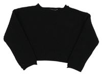 Černý žebrovaný crop svetr New Look