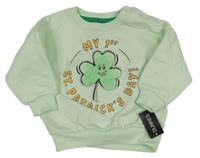 Nové - mátová oversize mikina s trojlístkem a nápisy St. Bernard