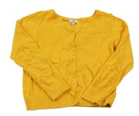 Hořčicový perforovaný propínací crop svetr jbc