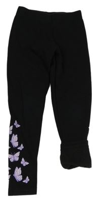 Černé teplákové zateplené legíny s motýlky PRIMARK