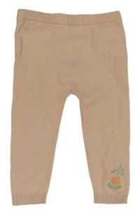 Pudrové pletené turecké tepláky s kytičkou Disney