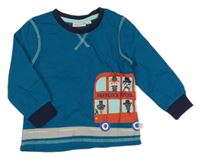 Petrolejovo-tmavomodré pyžamové triko s doubledeckerem Liegelind