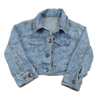 Světlemodrá riflová crop bunda s kytičkami a límečkem Nutmeg