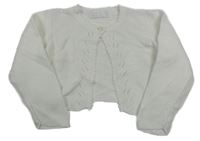 Bílé propínací svetrové bolérko s perforovaným vzorem Mayoral