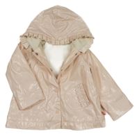 Světlerůžový třpytivý nepromokavý jarní kabát s kanýrky a kapucí Billieblush