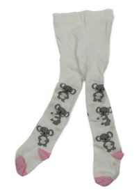 Bílo-růžové punčocháče s myšmi 