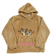 Světlehnědá plyšová mikina s Chipem a Dalem a kapsou a kapucí H&M