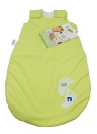 Nové - limetkový zateplený spací pytel s potiskem nožiček Baby Nest