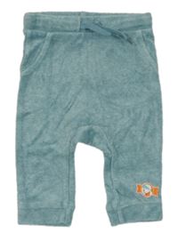 Modré melírované sametové turecké tepláky s potiskem ORCHESTRA