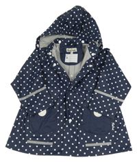 Tmavomodro-bílý puntíkatý nepromokavý kabát s odepínací kapucí Playhoes