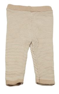 Pudrovo-bílé pruhované pletené tepláky F&F