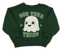 Smaragdová oversize mikina s duchem a nápisy George