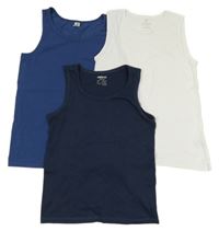 3x - Nátělník - Tmavomodrý Pepperts!, tmavomodrý YIGGA. bílý H&M