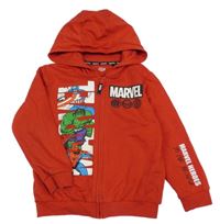 Červená propínací mikina s logem s Avengers s kapucí MARVEL