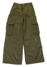 Khaki cargo saténové kalhoty H&M