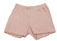 Světlerůžové žebrované perforované kraťasy H&M
