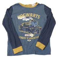 Tmavošedo/tmavomodro-okrové pyžamové triko s mašinkou - Harry Potter H&M