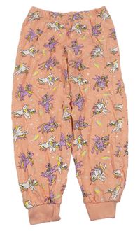 Meruňkové pyžamové kalhoty s jednorožci Kids 