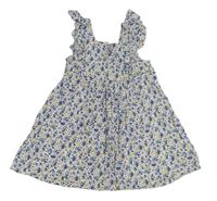 Bílo-modré květované lehké šaty s volánky Primark
