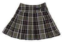 Černo-lila-béžová kostkovaná skládaná sukně zn. Primark