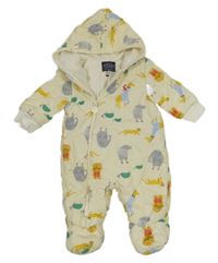 Světležlutá zateplená kombinéza se zvířaty a kapucí Joules