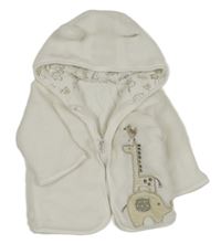 Bílá chlupatá zateplená propínací mikina se zvířaty a kapucí Zeeman