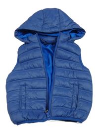 Modrá prošívaná šusťáková zateplená vesta s kapucí Fagottino