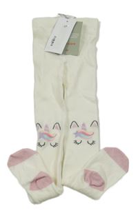 Nové - Smetanové punčocháče s jednorožci H&M