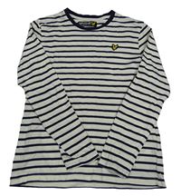 Bílo-tmavomodré pruhované triko s nášivkou Lyle&Scott