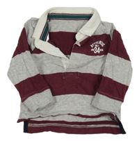 Vínovo-šedé pruhované polo triko s nápisem Mothercare