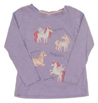 Lila triko s jednorožci s flitry