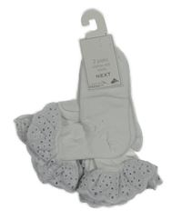 Nové - 2x bílé ponožky s volánky s maiderou Next