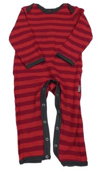 Jahodovo-malinový pruhovaný vlněný overal Jako-o