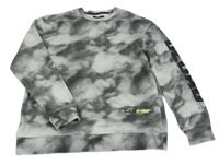 Šedo-tmavošedá batikovaná mikina s nápisem C&A