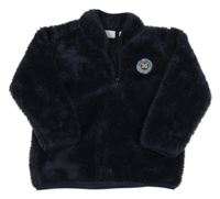 Tmavomodrá chlupatá mikina s nášivkou Impidimpi