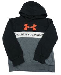 Černo-tmavošedo-bílá mikina s logem a kapucí Under Armour