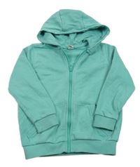 Tyrkysová propínací mikina s kapucí Tu